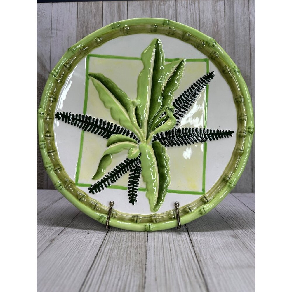 Vtg CBK Handpainted Ceramic Tropical Tree Decorative 10" Diameter Plater 2000